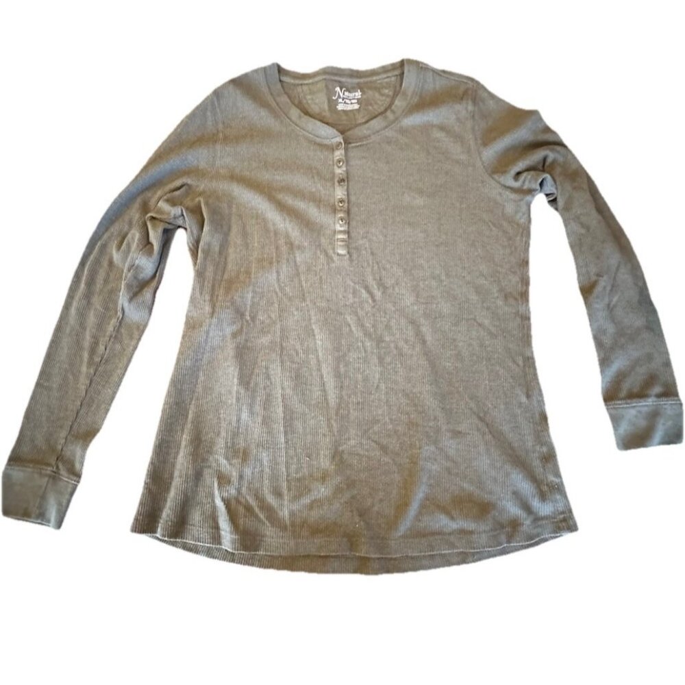 Natural Reflections Thermal Henley Olive Green XL Gorpcore